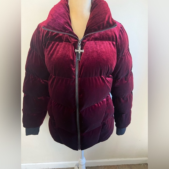 Killstar deadliest nightvelvet puffer jacket in red size extra large XL - Picture 4 of 7